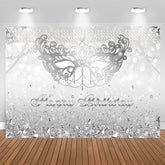 Aperturee - Silver Glitter Diamonds Bokeh Mask Birthday Backdrop